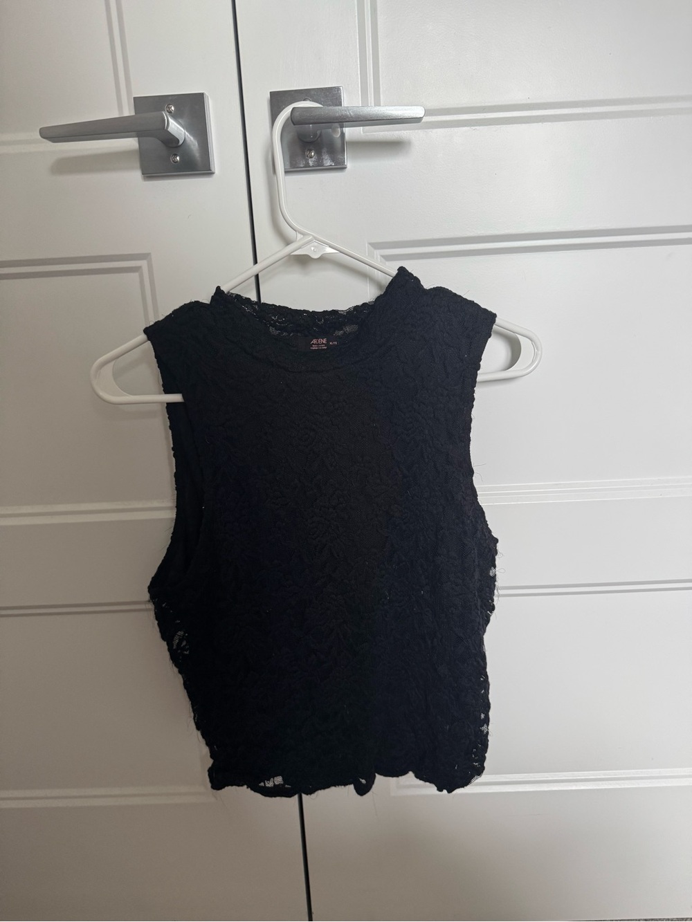 Ardene Black Lace Mock Neck Sleeveless Crop Top